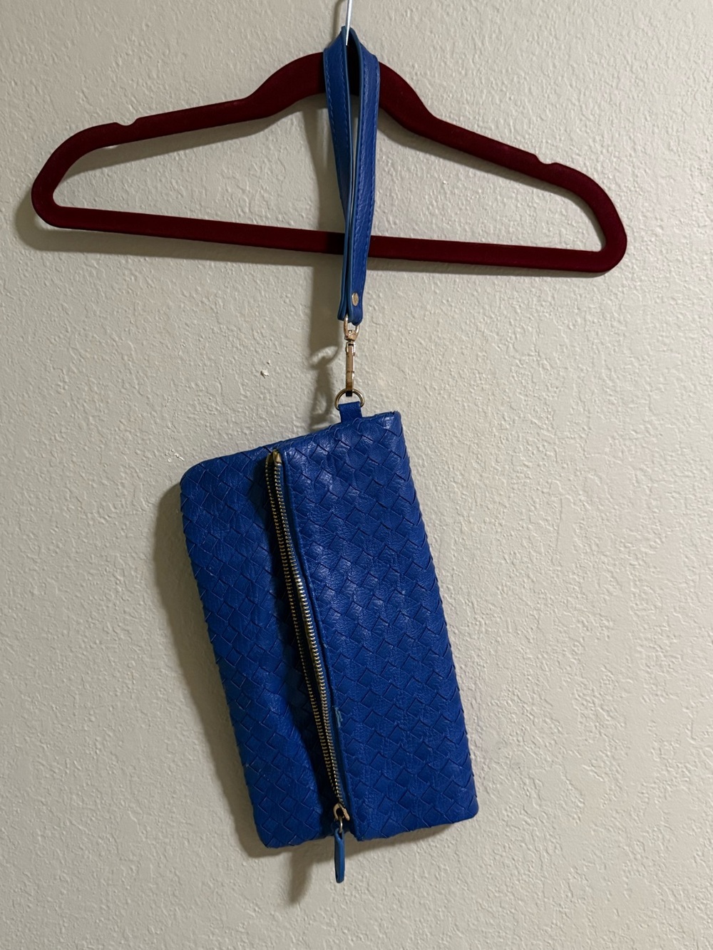 Urban Expressions Blue Woven Wristlet Clutch Vegan Leather